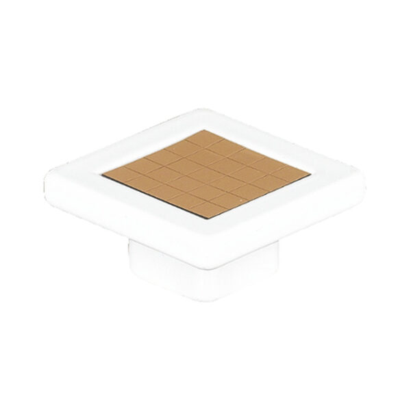 Buton pentru mobila patrat, cu model, X2-93, alb + galben