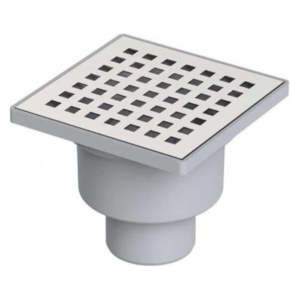 Sifon din plastic pentru pardoseala, cu iesire jos, gri, 100 x 100 mm, iesire 50 mm