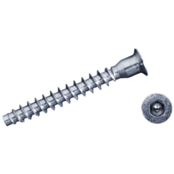 Surub de cuplare, pentru pal, cu cap inecat, din otel, zincat alb, 7mm x 60 mm (100 buc./set)