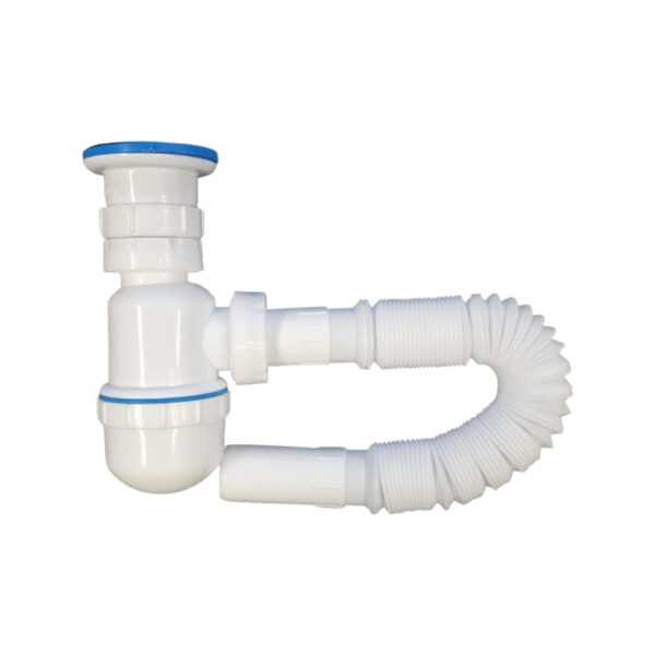 Sifon pentru chiuveta cu racord flexibil, COD1060, alb, 1″1/2 – 32 mm