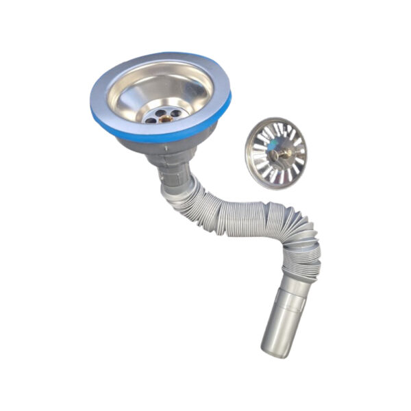 Sifon flexibil pentru chiuveta cu cap mare de 115 mm, gri, 1″1/2 – 32 mm