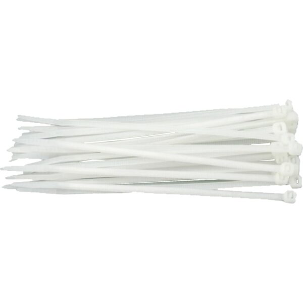 Coliere din plastic, albe, 7.6mm x 550mm (100 buc./set)