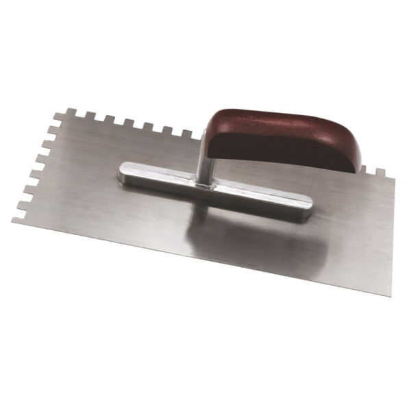 Gletiera inox cu zimti, maner din lemn, 130 x 280 mm
