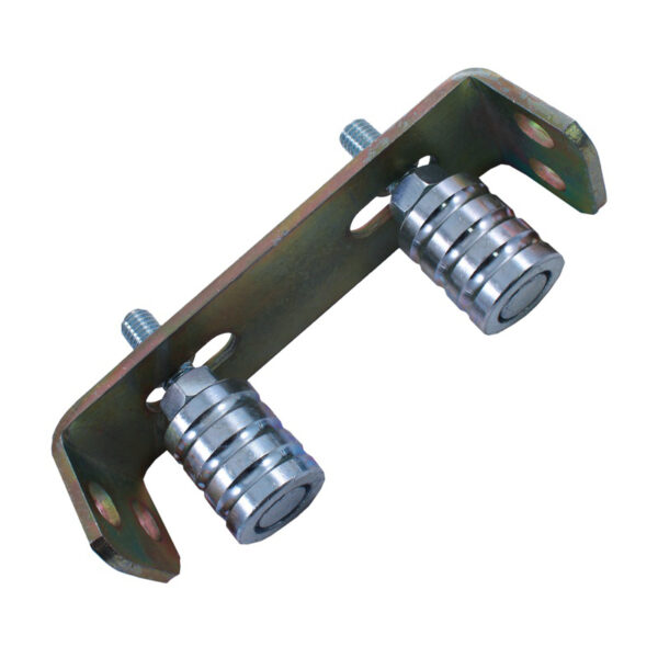 Ghidaj reglabil pentru poarta culisanta, cu 2 role metalice de Ø 31 mm, placa 170 x 45 mm